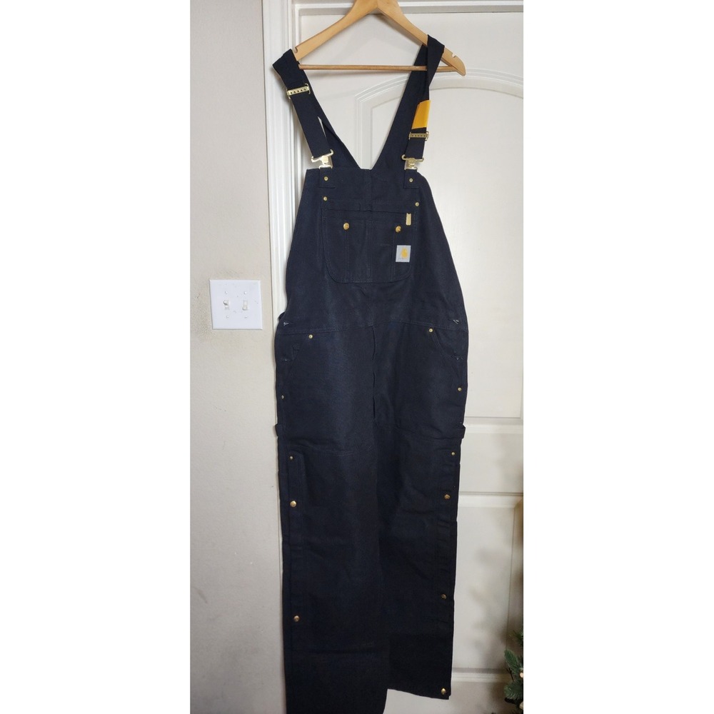 Men's CARHARTT Work Overalls Coveralls Insulated Black 42 x 32 NWT